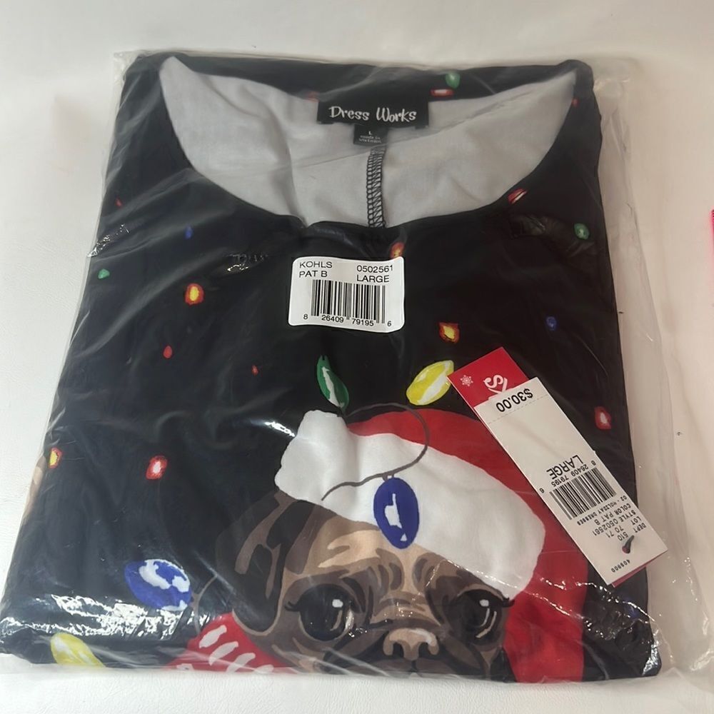 Bah Hum Pug Dress Works Large Dog Santa Festive Holiday Merry Christmas Dress